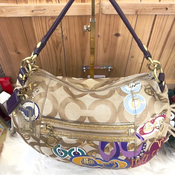 💜Coach Poppy Multicolor Signature Hobo Bag - Picture 8 of 16